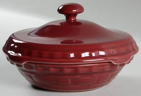 Woven Traditions Paprika 7" Pie Baking Plate & Ceramic Lid