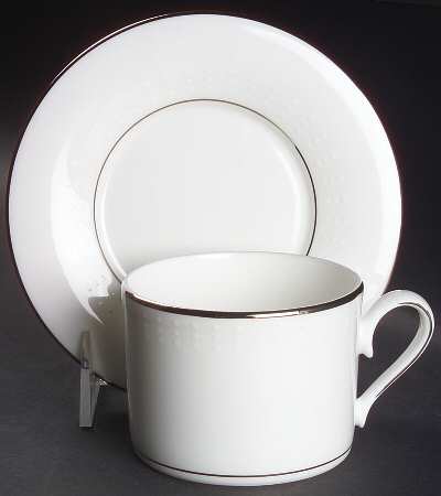 Herald Square White Flat Cup & Saucer Set