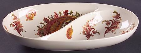 Burnished Amber 12" Oval Divided Vegetable Bowl