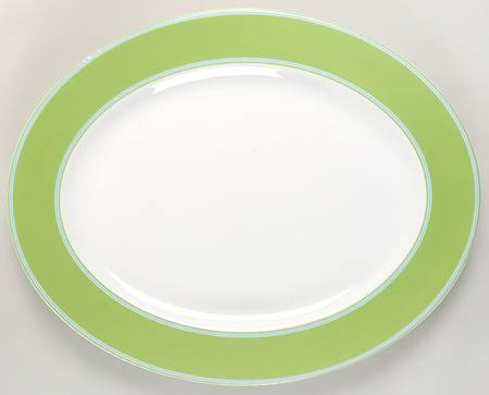Cays Stripe Green 16" Oval Serving Platter
