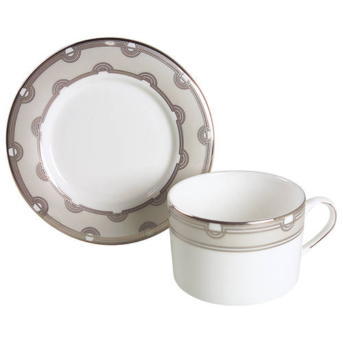 Corona Grove Platinum Flat Cup & Saucer Set