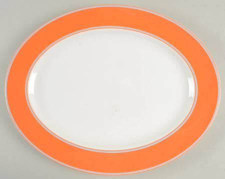 Cays Stripe Orange 16" Oval Serving Platter