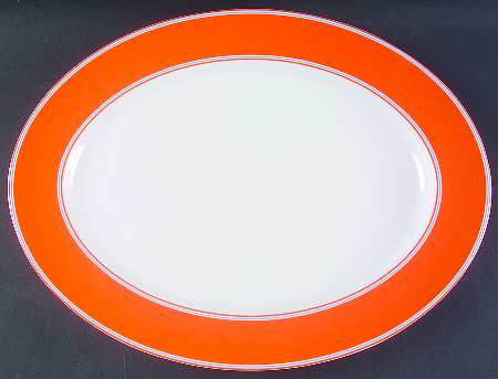 Cays Stripe Orange 16" Oval Serving Platter