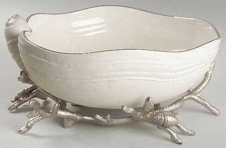 Sea, Sand and Sky Ivory 10" Salad Serving Bowl & Metal Stand
