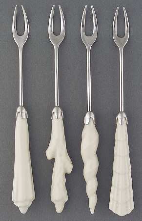Sea, Sand and Sky Ivory Shrimp Fork - Set of 4 Motifs