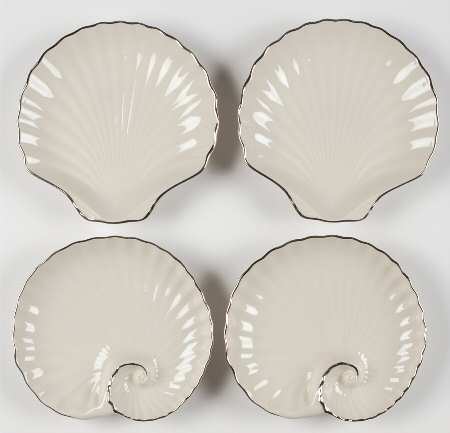 Sea, Sand and Sky Ivory Tidbit Plate - Set of 4 (2 Each Motif 1 & 2)