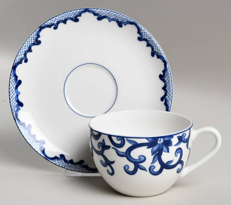 Mandarin Blue Flat Cup & Saucer Set