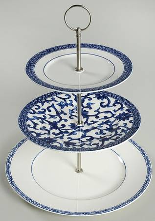Mandarin Blue 3-Tiered Serving Tray (DP, SP, BB)