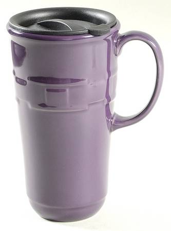 Woven Traditions Eggplant Travel Mug & Plastic Lid