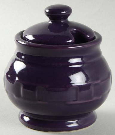 Woven Traditions Eggplant Sugar Bowl & Lid