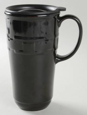 Woven Traditions Ebony Travel Mug & Plastic Lid