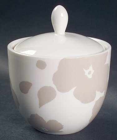 Floral Silhouette Khaki Sugar Bowl & Lid