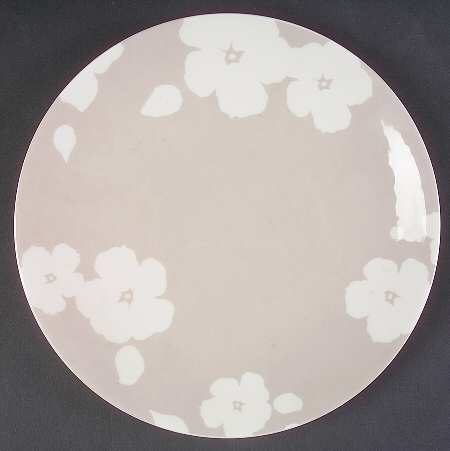 Floral Silhouette Khaki Accent Salad Plate