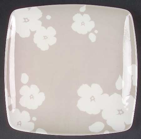 Floral Silhouette Khaki Square Accent Salad Plate