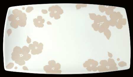 Floral Silhouette Khaki 16" Rectangular Serving Platter
