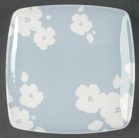Floral Silhouette Blue Bell Square Accent Salad Plate