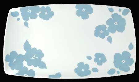 Floral Silhouette Blue Bell 16" Rectangular Serving Platter