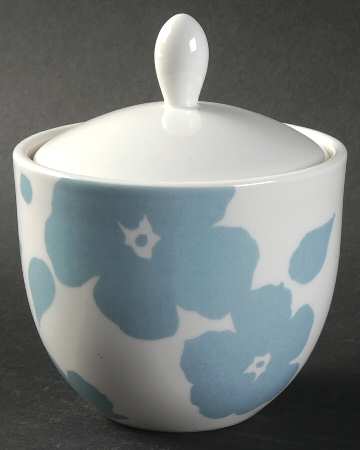 Floral Silhouette Blue Bell Sugar Bowl & Lid