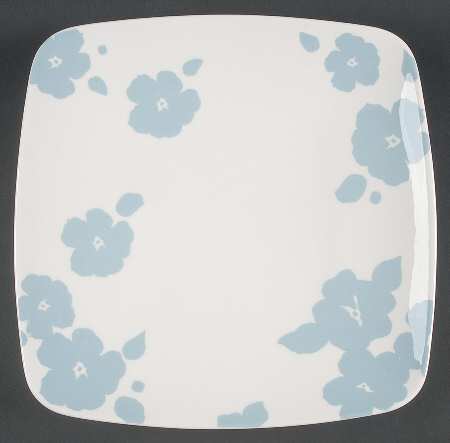 Floral Silhouette Blue Bell 12" Square Serving Platter