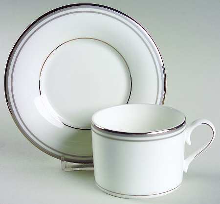 Federal Platinum Slate (Grey) Flat Cup & Saucer Set