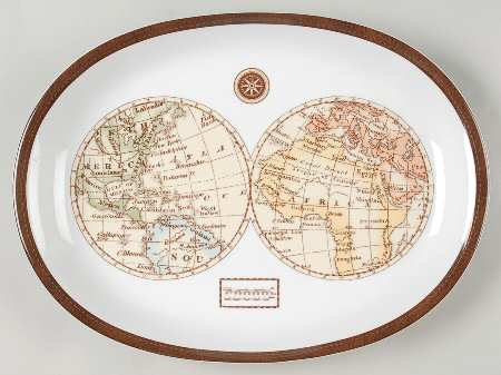 Haswell Map 14" Oval Serving Platter