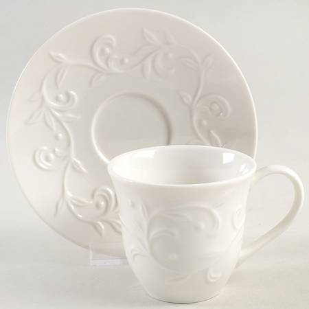 Opal Innocence Carved Flat Demitasse Cup & Saucer Set