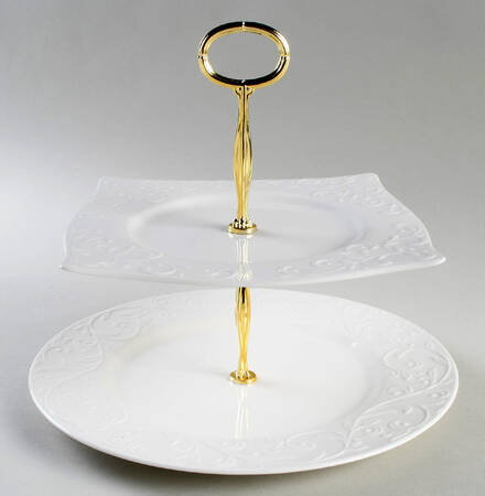 Opal Innocence Carved 6 5/8"-10"  2 Tiered Serving Tray (Dp, Sp) HC