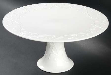 Opal Innocence Carved 9" Diameter Pedestal Cake Stand