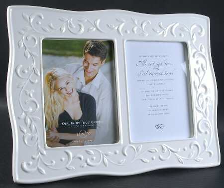 Opal Innocence Carved Invitation Frame (Holds a 5x7 Invitation & Photo)