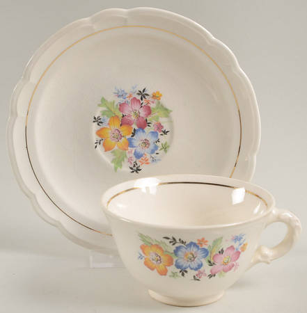 LHA1 Flat Cup & Saucer Set by Lincoln China Co