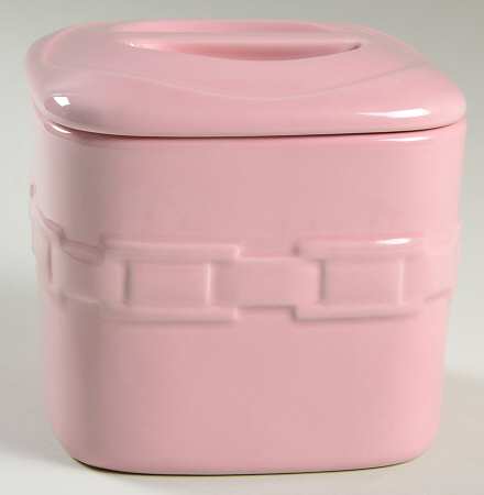 Woven Traditions Pink Small Square Canister & Lid