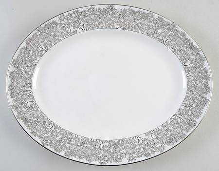 Silver Bouquet 13" Oval Serving Platter by Lenox