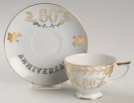 Anniversary Footed Cup & Saucer Set