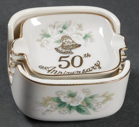 Anniversary Ashtray Set with Holder (4 Ashtrays & Holder)