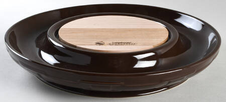 Woven Traditions Chocolate Round Cheese & Cracker Tray w/Wood Cutting Board