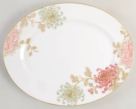 Painted Camellia 13" Oval Serving Platter
