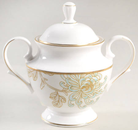 Painted Camellia Sugar Bowl & Lid