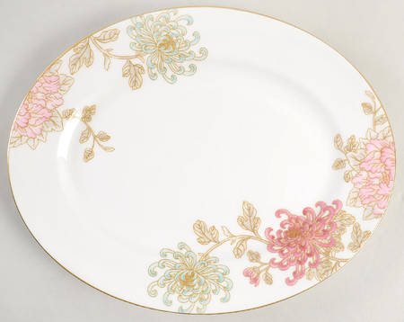 Painted Camellia 13" Oval Serving Platter