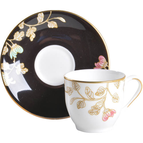 Painted Camellia Espresso Cup and Saucer Set