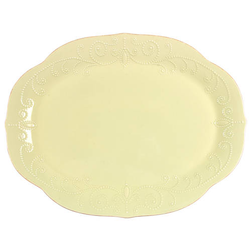 French Perle Pistachio 16" Oval Serving Platter