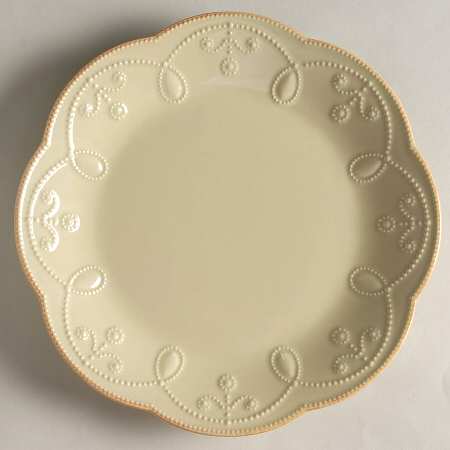 French Perle Pistachio Accent Luncheon Plate