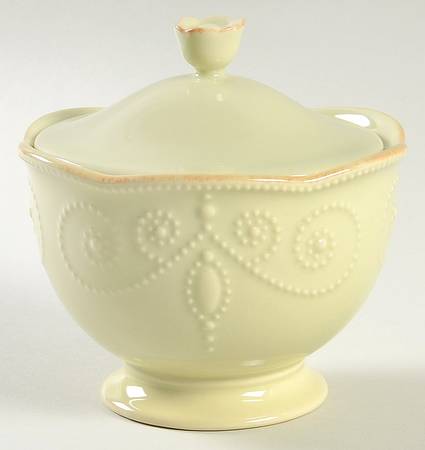 French Perle Pistachio Sugar Bowl & Lid