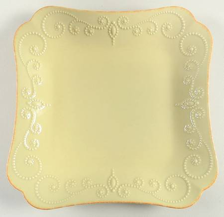 French Perle Pistachio Square Dinner Plate