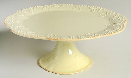 French Perle Pistachio 10" Diameter Pedestal Cake Stand