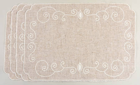 French Perle White Cloth Placemat - Set of 4