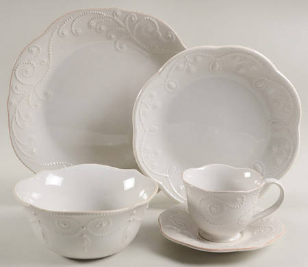 French Perle White 5 Piece Place Setting