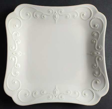 French Perle White Square Dinner Plate