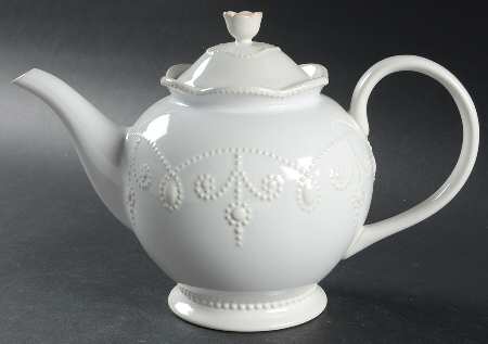 French Perle White Teapot & Lid