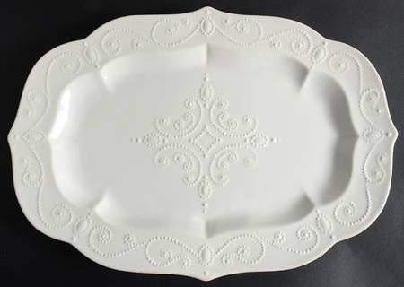 French Perle White 18" Oval Serving Platter