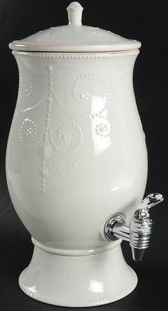 French Perle White Beverage Dispenser & Lid
